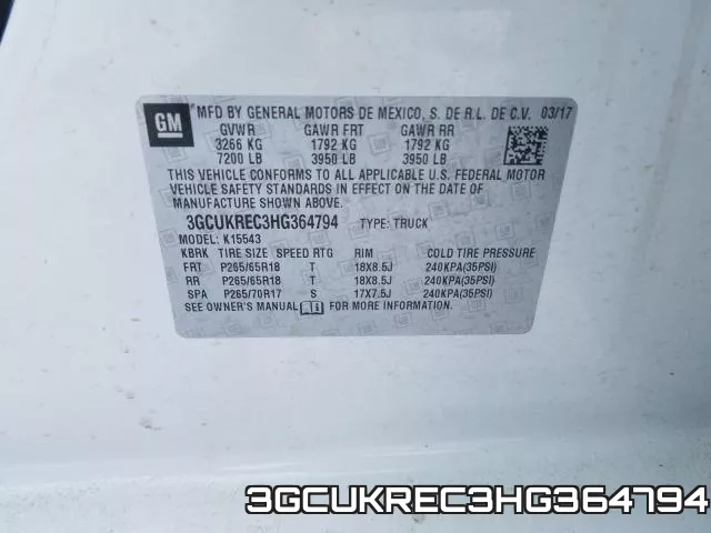 3GCUKREC3HG364794 фото 2