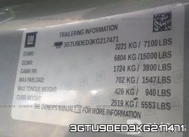 3GTU9DED3KG217471 фото 5
