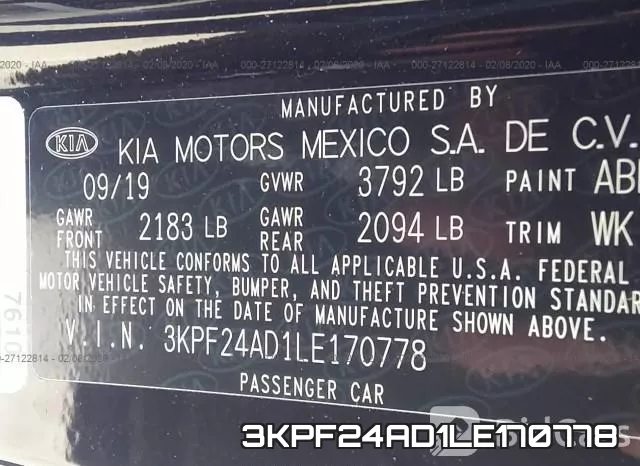 3KPF24AD1LE170778 фото 8