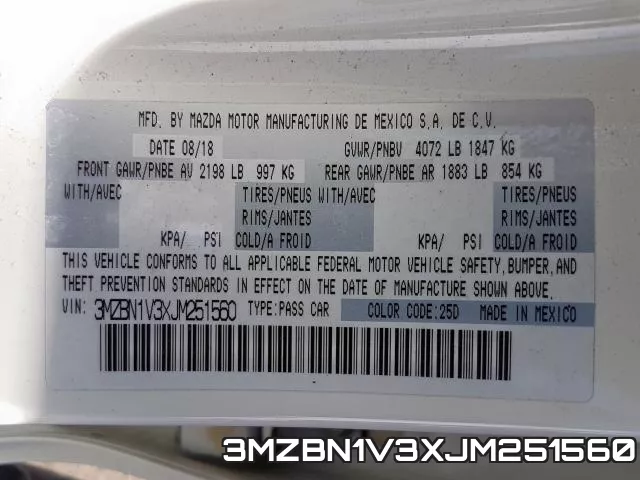 3MZBN1V3XJM251560 фото 2