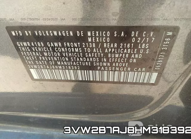 3VW2B7AJ8HM318392 фото 6