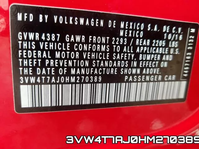 3VW4T7AJ0HM270389 фото 2
