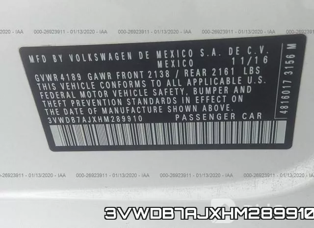 3VWDB7AJXHM289910 фото 8