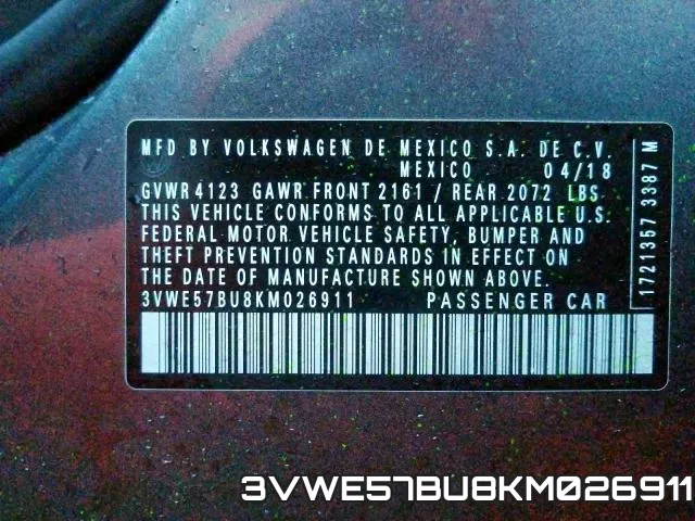 3VWE57BU8KM026911 фото 2