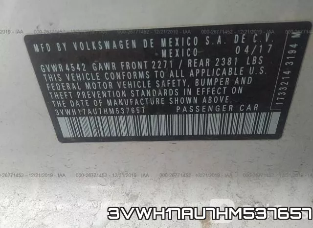 3VWH17AU7HM537657 фото 7