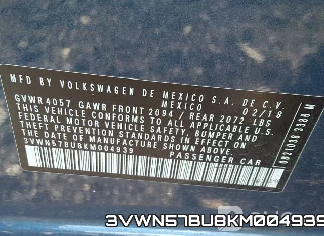 3VWN57BU8KM004939 фото 9