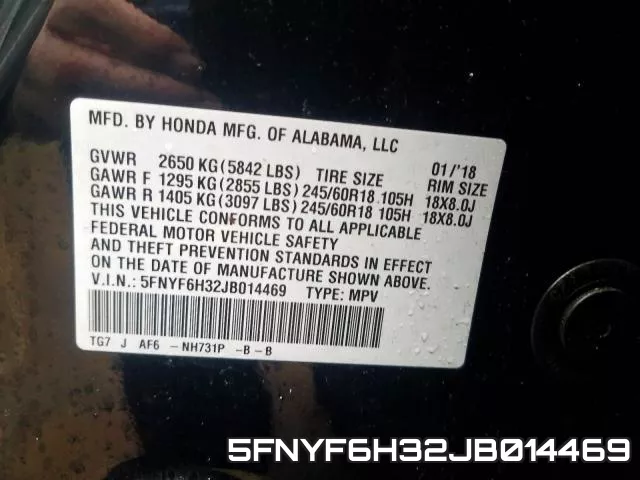 5FNYF6H32JB014469 фото 2
