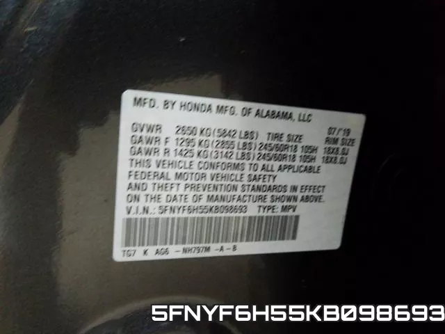 5FNYF6H55KB098693 фото 2