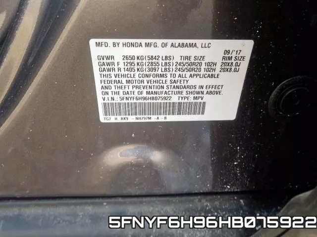 5FNYF6H96HB075922 фото 2