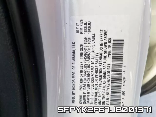 5FPYK2F67JB001371 фото 2