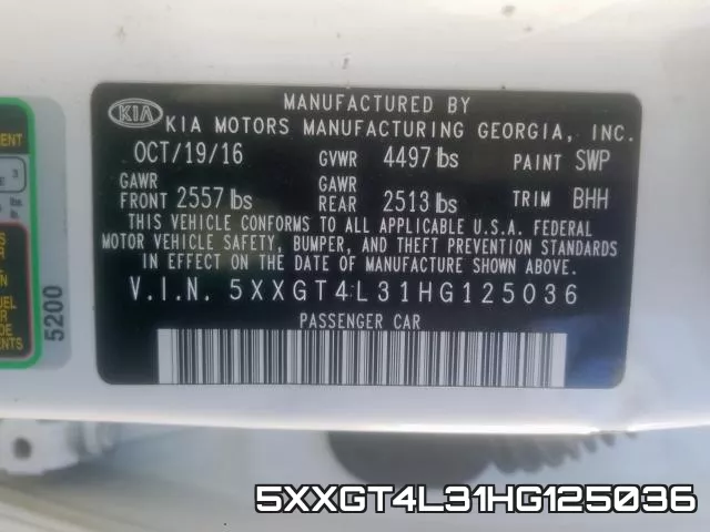 5XXGT4L31HG125036 фото 2