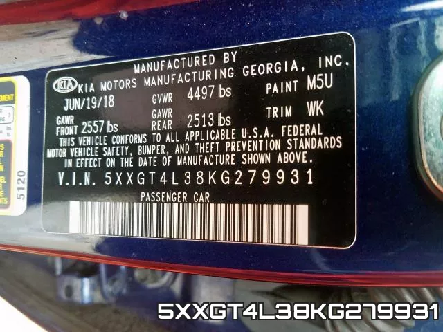 5XXGT4L38KG279931 фото 2