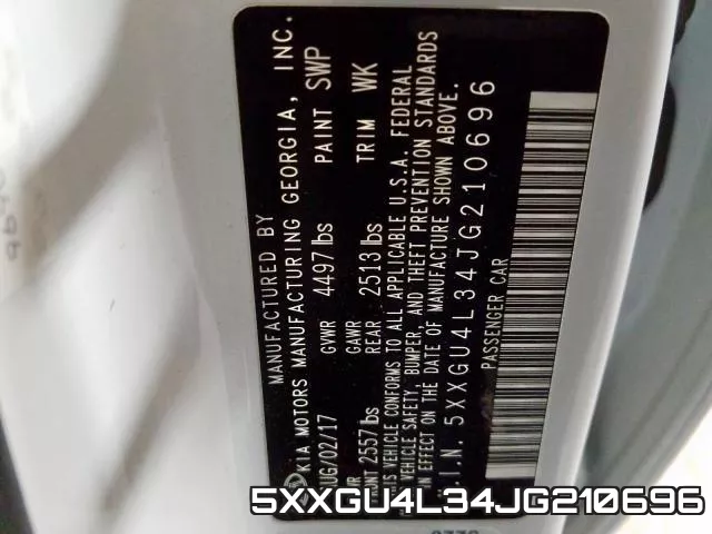 5XXGU4L34JG210696 фото 2