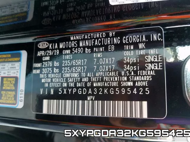 5XYPGDA32KG595425 фото 2