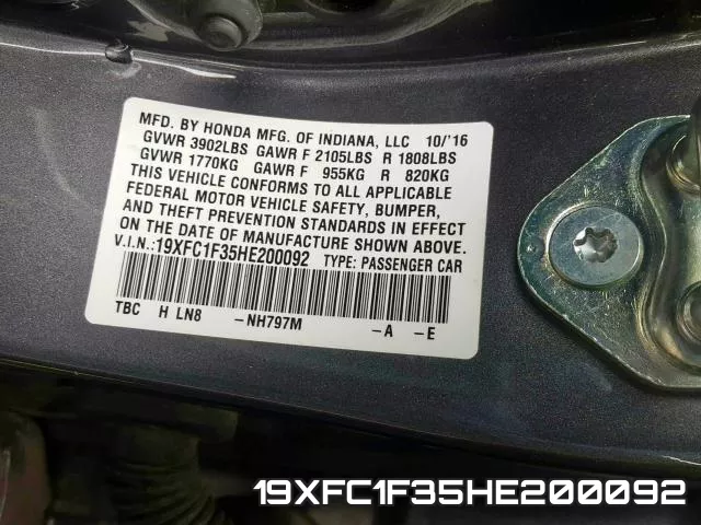19XFC1F35HE200092 фото 2