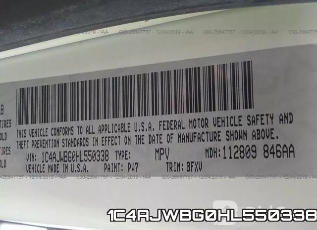 1C4AJWBG0HL550338 фото 6