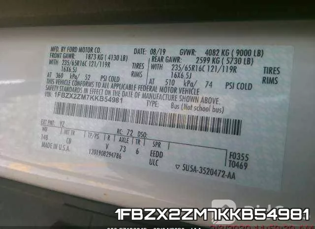 1FBZX2ZM7KKB54981 фото 8