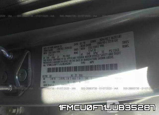 1FMCU0F71JUB35287 фото 8