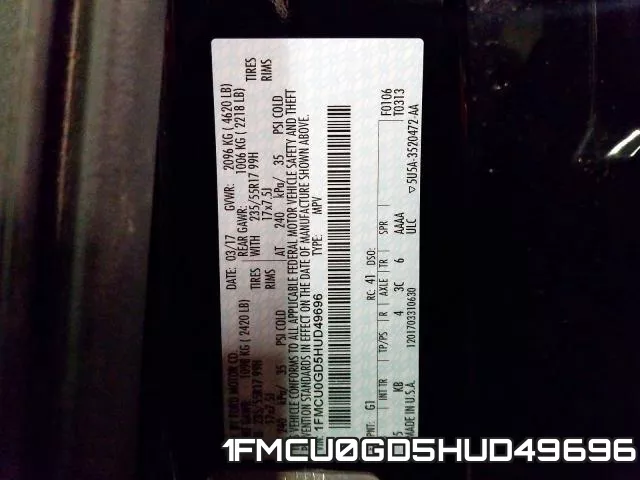 1FMCU0GD5HUD49696 фото 2
