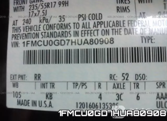 1FMCU0GD7HUA80908 фото 6