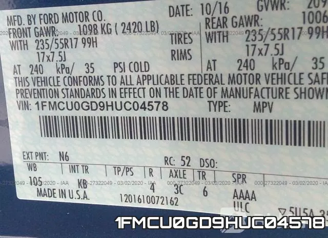 1FMCU0GD9HUC04578 фото 7