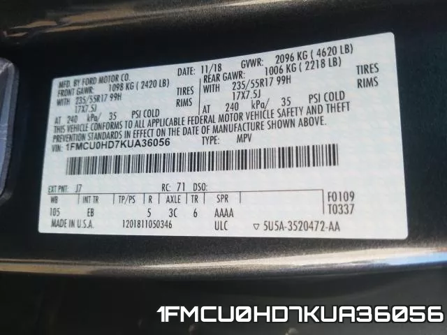 1FMCU0HD7KUA36056 фото 2