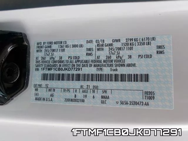 1FTMF1CB0JKD77291 фото 2