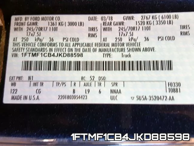 1FTMF1CB4JKD88598 фото 2
