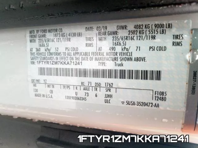 1FTYR1ZM7KKA71241 фото 2
