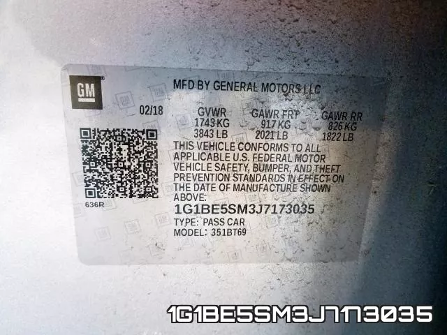 1G1BE5SM3J7173035 фото 2