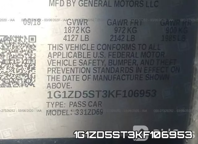 1G1ZD5ST3KF106953 фото 5