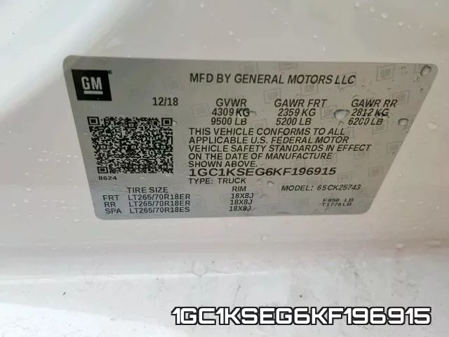 1GC1KSEG6KF196915 фото 2