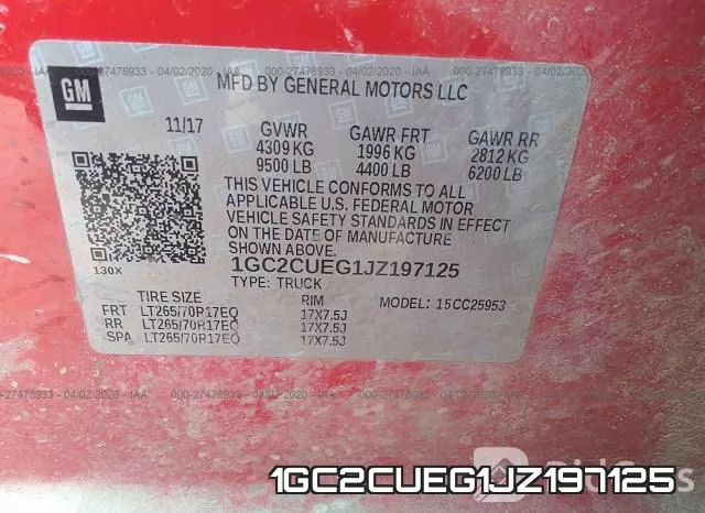1GC2CUEG1JZ197125 фото 9