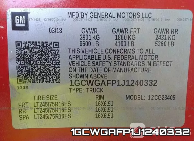 1GCWGAFP1J1240332 фото 10