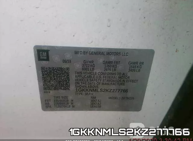 1GKKNMLS2KZ277766 фото 7