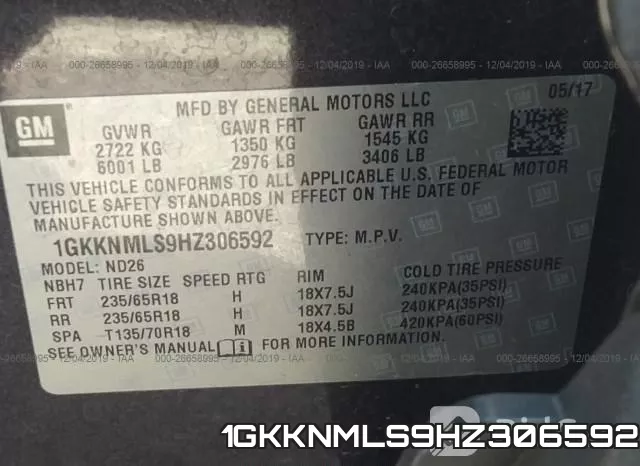1GKKNMLS9HZ306592 фото 4