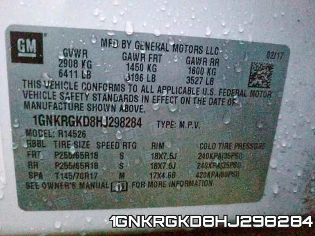 1GNKRGKD8HJ298284 фото 2