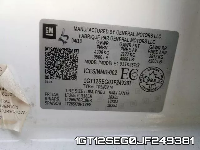 1GT12SEG0JF249381 фото 2