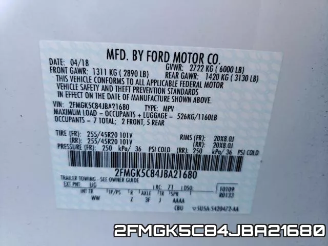 2FMGK5C84JBA21680 фото 2