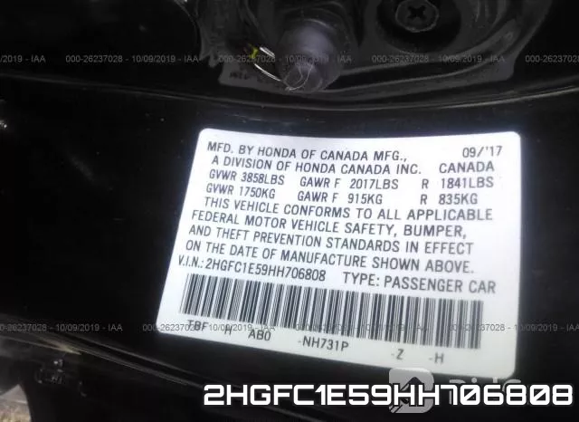 2HGFC1E59HH706808 фото 10