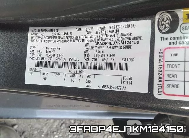 3FADP4EJ7KM124150 фото 7