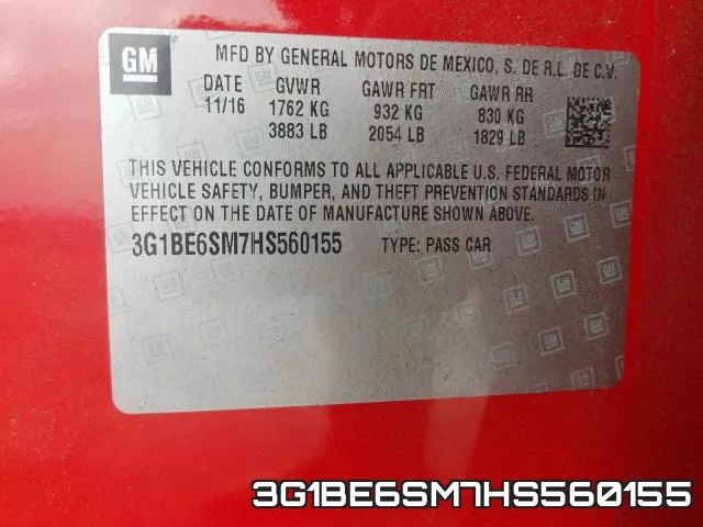 3G1BE6SM7HS560155 фото 2