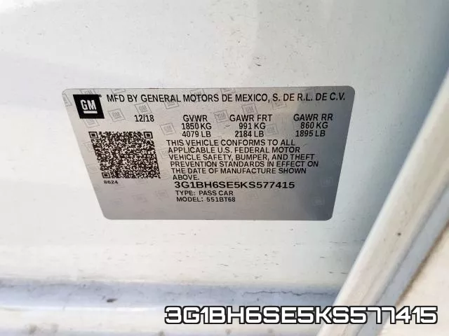 3G1BH6SE5KS577415 фото 2