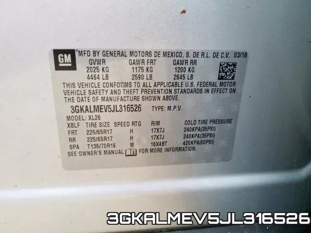 3GKALMEV5JL316526 фото 2