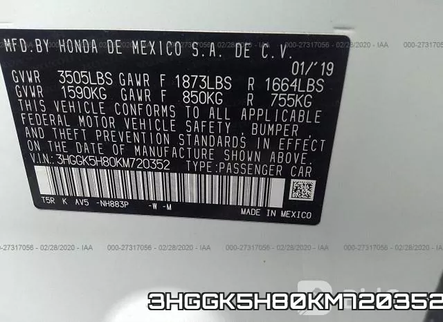 3HGGK5H80KM720352 фото 8
