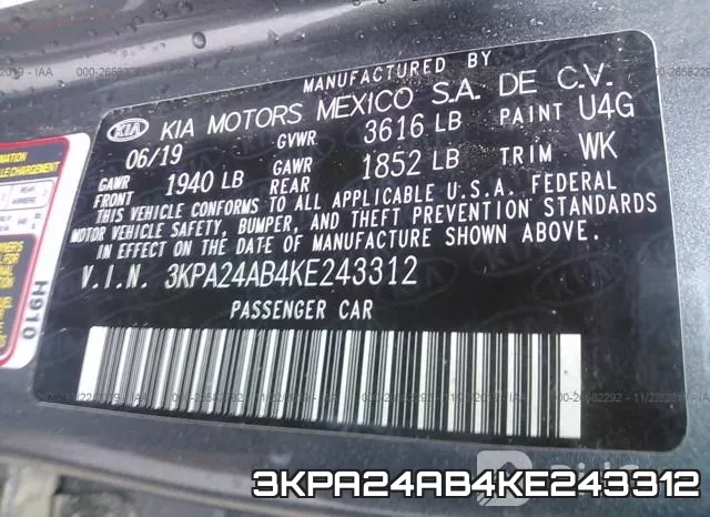 3KPA24AB4KE243312 фото 8