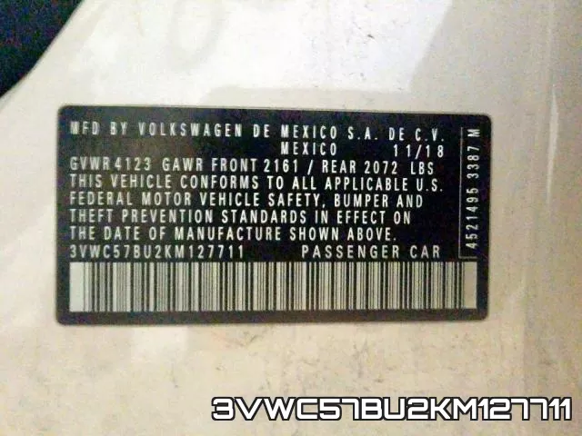 3VWC57BU2KM127711 фото 2
