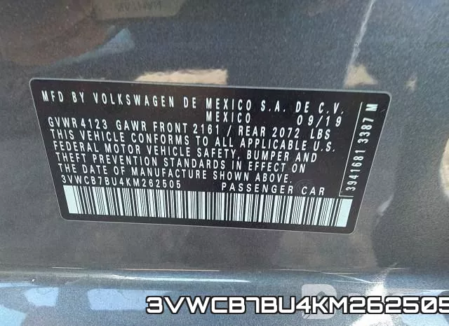 3VWCB7BU4KM262505 фото 8