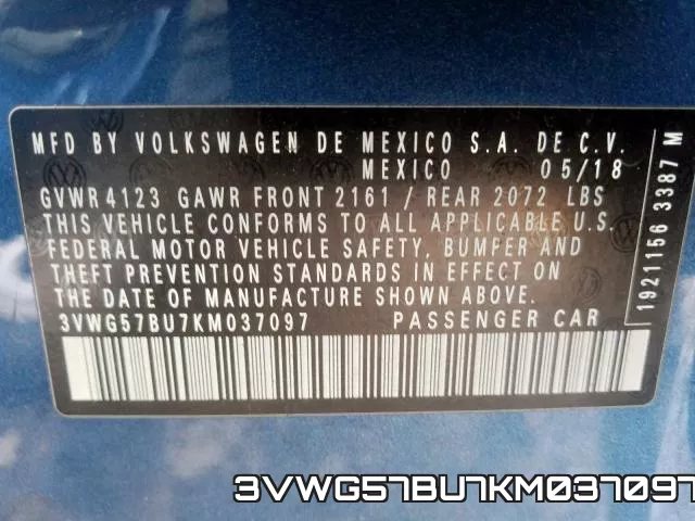 3VWG57BU7KM037097 фото 2