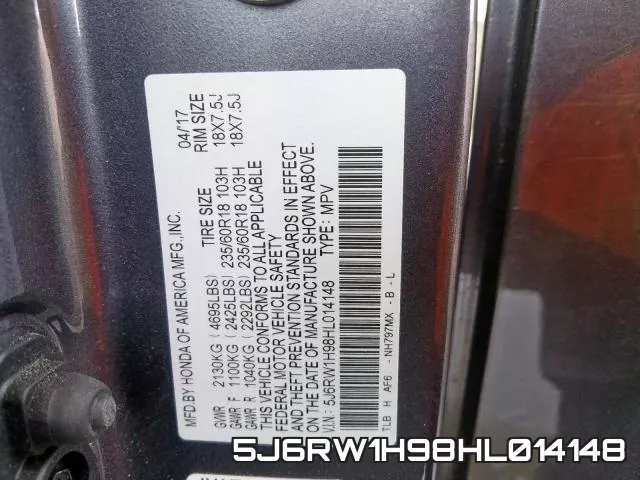 5J6RW1H98HL014148 фото 2